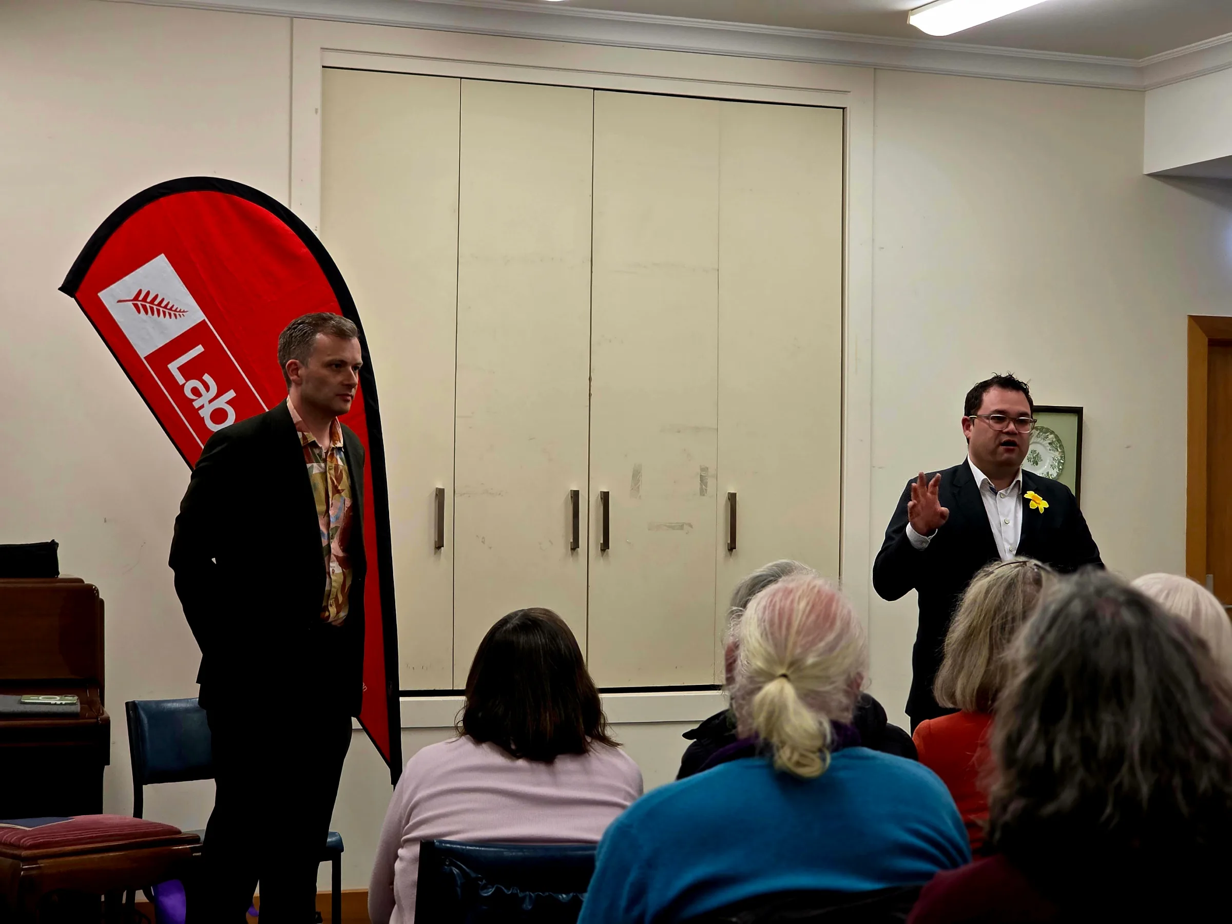 Napier Labour Candidate Dr Alex Hedley and opposition spokesperson for Local Government and Transport, Tangi Utikere.