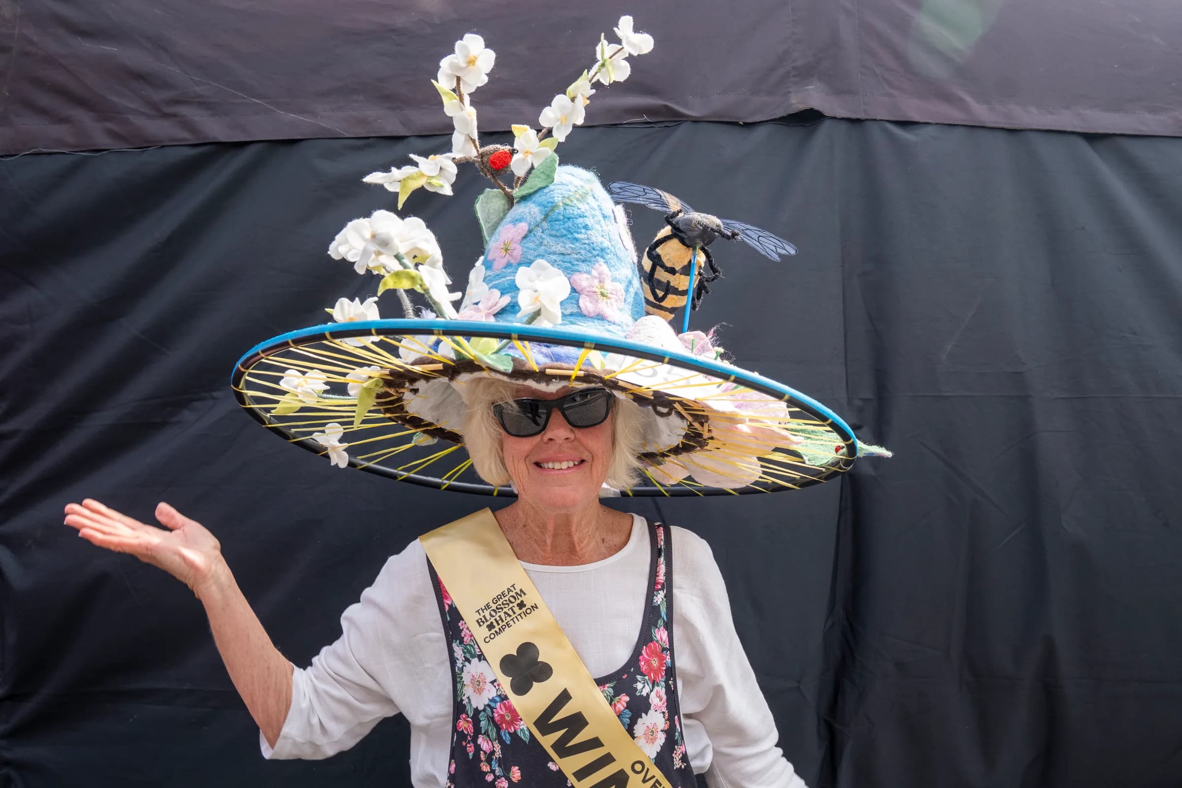 Jane Hawtin with her winning 'Blossom Hat'.