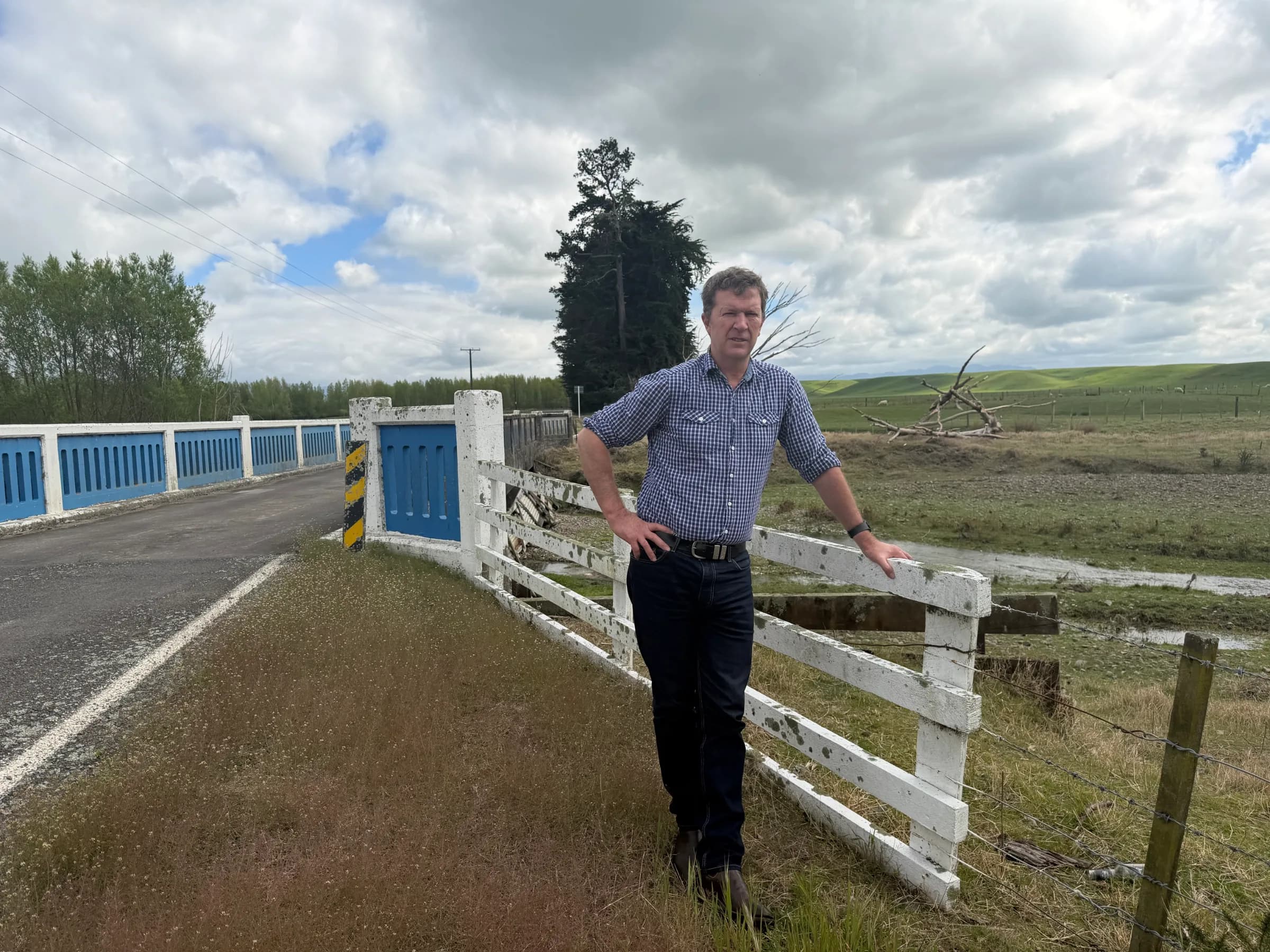 Central Hawke's Bay Mayor Will Foley at Pettit Valley Bridge.
