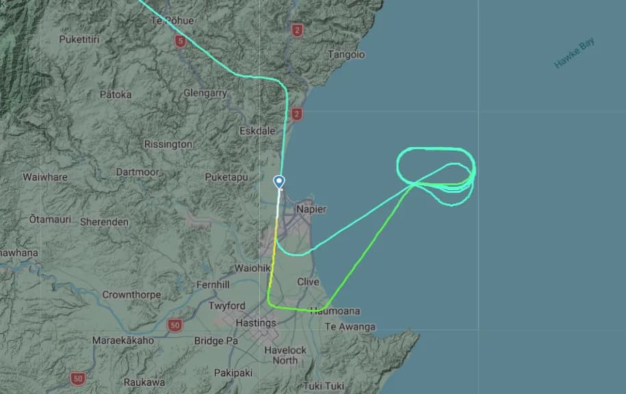 The path of an Air NZ flight. Photo/Flight Radar.